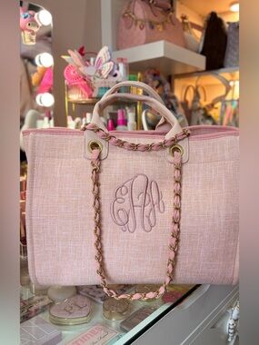 New Elegant Pink Monogram Tote Bag